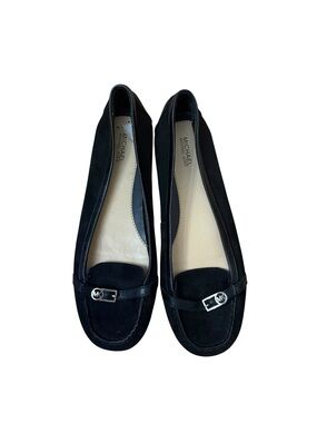 Michael Kors Black Suede Loafers - Women's Slip-On Flats